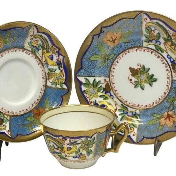Noritake 1908 Bird & Floral Tea Cup Trio - Picture 1 of 9